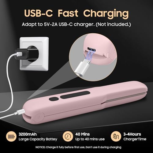 Cordless Hair Straightener, Portable Flat Iron for Travel, 2 in 1 Hair Styling Tools for straightening and Curling, Lightweight on-The-go - Image 5
