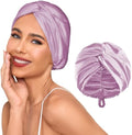 Adjustable Silk Satin Hair Bonnet for Sleeping Women, Double Layer, Silk Hair Wrap for Sleeping Women Men, Curly Natural Braid Straight Unisex - Lavender by Baqzqudnl