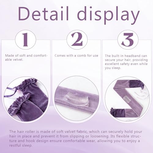 Curling Tie New Hair Curlers to Sleep in, Heatless Curls Overnight Headband, Soft Ribbon Wrap for Long Hair, Perfect Natural Curls Bouncy Curls Hairstyle Hair Suitable for All Hairs Types (Purple) - Image 5