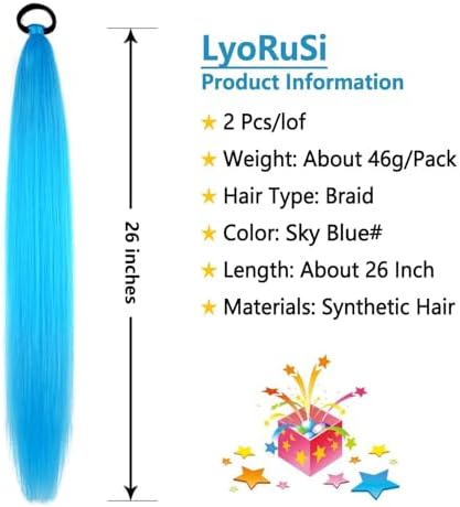 Rave Hair Extensions 2 Pack Sky Blue Braid Ponytail Extension for Women - Image 2