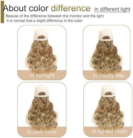 Hat Wig Baseball Cap with Long Wavy Wig Natural Layered Ombre Blonde Hair - Image 7