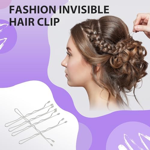 2 Inch Silver Grey Hair Bobby Pins Metal Clips Twisted Spiral Curved Ball Tips Non-slip Decorative Long Short Women Girls Nickel Free Hairdressing Wedding Accessories with Case 100 PCS - Image 5