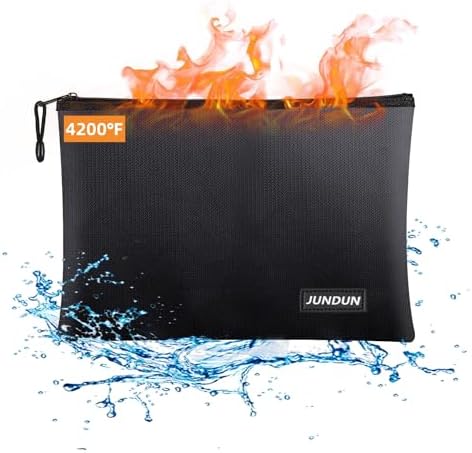 JUNDUN Fireproof Document Bags,14.2”x 10.0”Waterproof Fireproof by JUNDUN