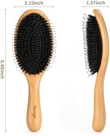 Hair Brush, Boar Bristle Hair Brushes for Women men Kid, Curved Boar & Nylon Bristle Brush for Wet/Dry Hair Smoothing Massaging Detangling, Everyday Brush Enhance Shine & Health - Image 5