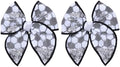 Black White Soccer Hair Bows for Girls, 4" Mesh Tulle Fable Bow Hair Clips by Miroksh