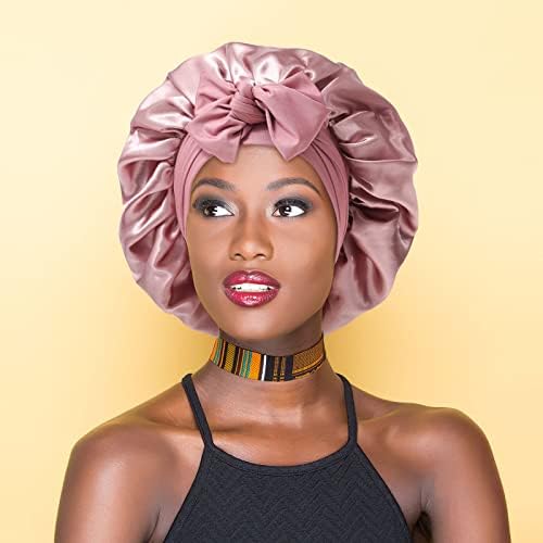 AWAYTR 2-Layer Satin Hair Bonnet, Tie Band Sleep Cap for Women - Image 6