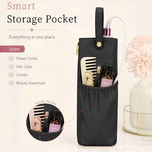 Hot Hair Tools Travel Bag with Heat Resistant Mat, 2-in-1 Hot Tools Organizer for Curling Iron, Flat Iron, Portable Travel Holder & Mat for Women (Black) - Image 4