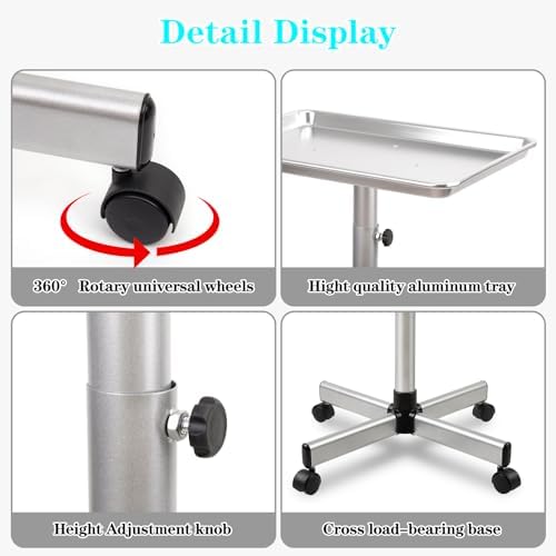 Salon Tray on Wheels, Salon Color Tray with Adjustable Height - Image 3