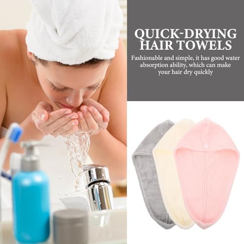 3Pcs Hair Drying Towels for Women, Coral Fleece Quick Dry Hair Wrap - Image 3