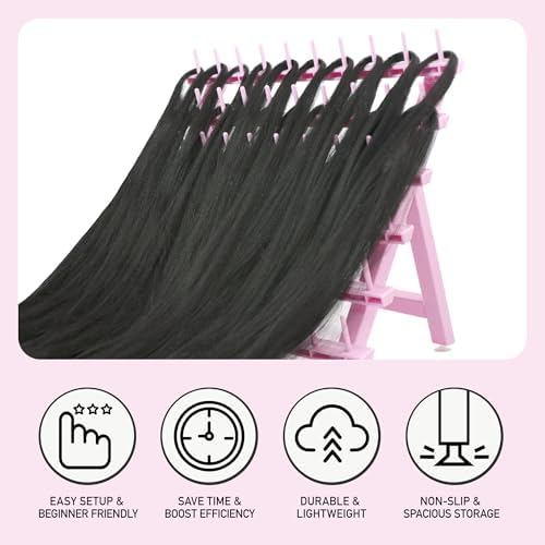 Laflare Braid Rack 60 Spools, PP Braiding Hair Stand, Thread Rack, Sewing Organizer, Quilting, Embroidery - Versatile Extension Holder (Pink) - Image 3