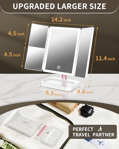 BERTHALESS Makeup Mirror Vanity Mirror with Lights, 1X 2X 3X Magnification - Image 4