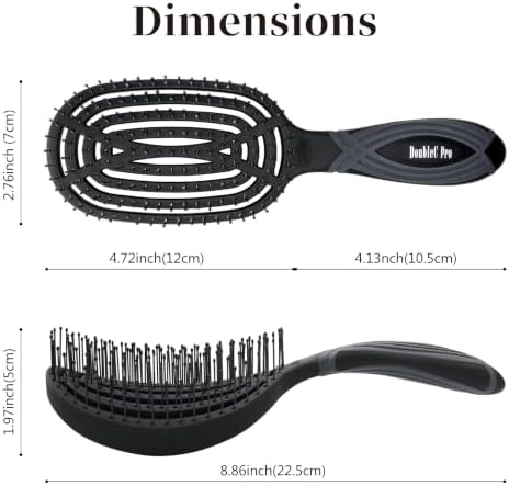 NuWay® DoubleC® Pro Professional Detangling Hair Brush – Patented Double Curve Scalp Care Brush for Gentle Detangling, Blow-Dry Styling & Wet or Dry Hair (Coal Black) - Image 5