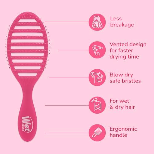 Wet Brush Speed Dry Hair Brush, Pink Frost - Vented Design & Soft HeatFlex Bristles Are Blow Dry Safe - Ergonomic Handle Manages Tangles - Pain-Free Hair Accessories - Image 4