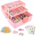 Hair Accessories Organizer for Girls, Portable 3-Layer Folding Storage Box with Handle, Organizer for Hair Clips, Bows, Headbands & Hair Ties, 11.4 x 6.3 x 6.3 Inch by Unknown