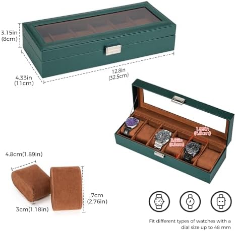 ProCase Watch Box, 6 Slot Mens Watch Display Case, MidnightGreen - Image 5