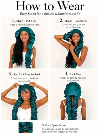 Double Layer Slik Like Satin Bonnet, 33-43" XXL Bonnet for Braids Long Hair - Image 5