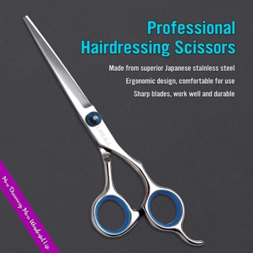 COOLALA Stainless Steel Hair Cutting Scissors 6.5 Inch Hairdressing Razor Shears Professional Salon Barber Haircut Scissors, One Comb Included, Home Use for Man Woman Adults Kids Babies - Image 2