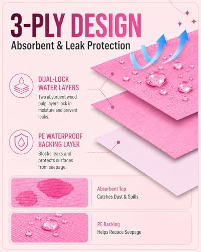 Makartt 20 Pcs Pink Disposable Nail Mats, Waterproof - Image 3