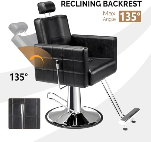 OmySalon Salon Chair for Hair Stylist, Reclining Barber Chair Hairdressing Styling Chair with Adjustable headrest, Beauty Shampoo Barbershop Furniture - Image 7