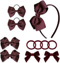 baotongle 11pcs Wine Red School Hair Accessories Set Uniform Hair Bow Headband Clips Hair Ties Curly Bows for Little Toddler School Girls(Wine Red) by baotongle