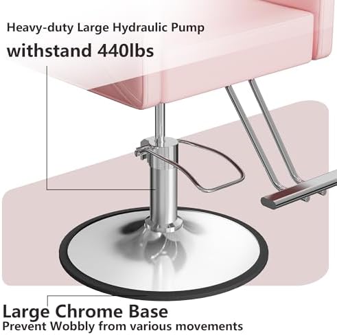 LOUVIXA Barber Salon Chairs for Hair Stylist, Height Adjustable Hydraulic Salon Chair, 360 Degrees Rotation, Multi-Function Shampoo Chair for Home Barbershop, Pink - Image 5