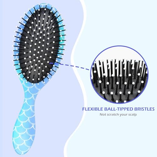 Kids Hair Brush Girls, Toddler Wet Dry Detangling Hair Brush for Curly Thick Hair Pain-Free Comb Girls Kids Women Unicorn Mermaid - Image 5