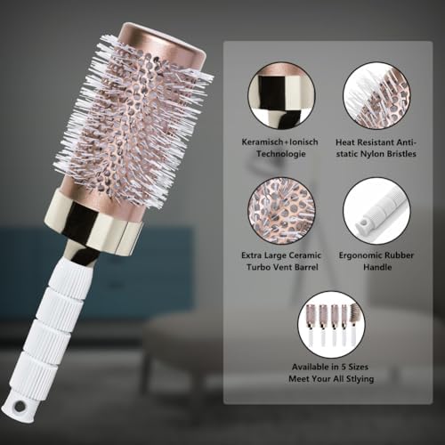 Ceramic Round Brush Set for Blowout&Boar Bristle Detangler Hair Brush - Image 3
