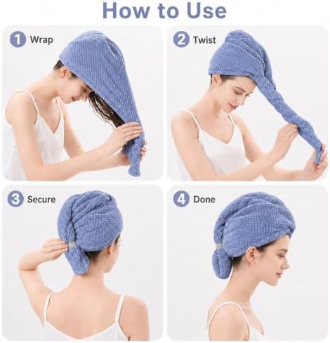 2 Pack Microfiber Hair Towel Wrap，Large quick-drying hair towel，29.5*11 in - Image 5