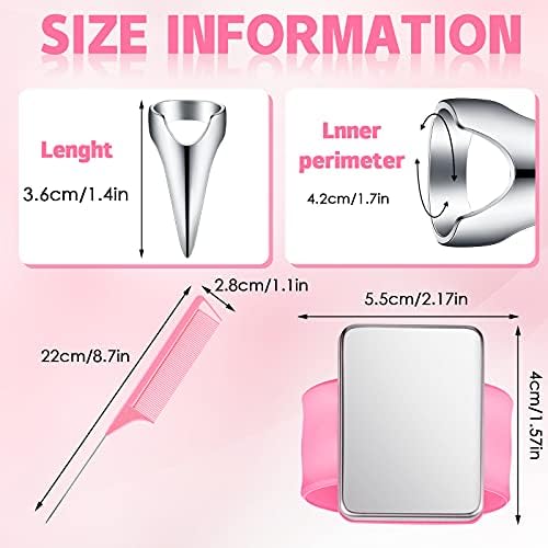 Patelai Stitch Braid Tool Finger 10 Hair Parting Ring,Pink, Silver - Image 2