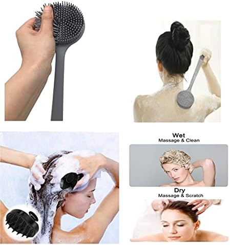 Silicone Body Scrubber & Scalp Massager, Long Handle Back Scrubber for Shower, Exfoliating Brush, Hair Dandruff Shampoo Brush for Men, Women & Kids - Image 6