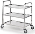 CURTA Stainless Steel Serving Trolley, 34" L x 18" W x 36" H 3 Tiered Shelf Kitchen Utility Cart, Rolling Casters Brake Wheel, Commercial Pro for Restaurant/Hotel/Lab/Clinic/Salon/Workshop by CURTA