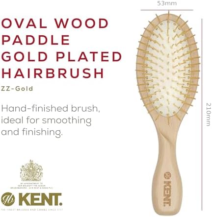 Kent ZZ Gold Plated Pin Rubber Cushion Detangler Brush for Detangling and Smoothing, Limited Edition Oval Paddle Hair Brush for Medium to Long Hair - Image 2