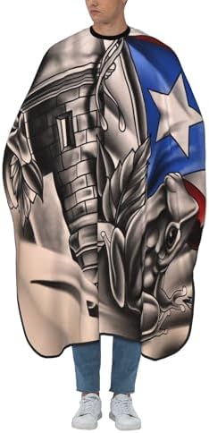Puerto Rico Frog Barber Cape, Puerto Rican Flag Hair Salon Haircut Gown, Hair Cutting Apron with Adjustable Closure, Professional Salon Cutting Barber Skirt for Barbershop - Image 2