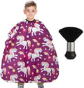 Kids Barber Cape with Neck Duster Brush, Professional Salon Hair Cutting Cape with Adjustable Snap Closure(unicorn) by YELEGAI