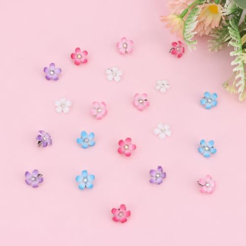 YISSION 20Pcs Mini Gradient Flower Rhinestone Hair Clips Women Girls - Image 7