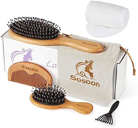 Hair Brush Set, Boar Bristle Hairbrushes for Women Men Kids All Hair Types for Detangling & Smoothing - Image 7