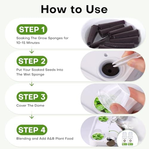 Ahopegarden 52PCS Hydroponics Pods Kit: Compatible with Aerogarden, Includes 24 Grow Sponges, 24 Pods Labels, 4 A&B Plant Food - Hydroponics Supplies for Most Brands - Image 6