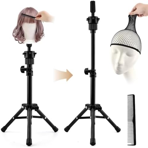 Adjustable Wig Stand Tripod, 14.5‑21.8 Inch Mannequin Head Holder - Image 4