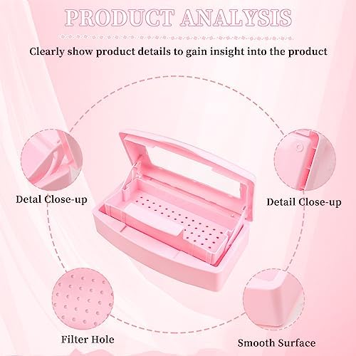 Nail Tool Sterilizer Box, Plastic Sterilizing Tray, Plastic Clean Sterilizing Box Storage Organizer for Nail, Tweezers, Eyelash Extensions, Hair Salon, Spa & Cutter Manicure Equipment (Pink) - Image 5
