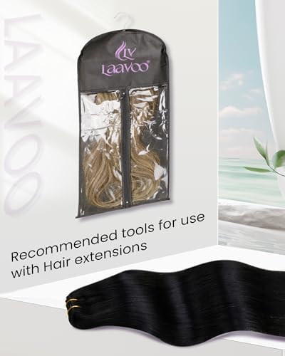 LaaVoo Clip in Hair Extensions Real Human Hair Black - Image 4