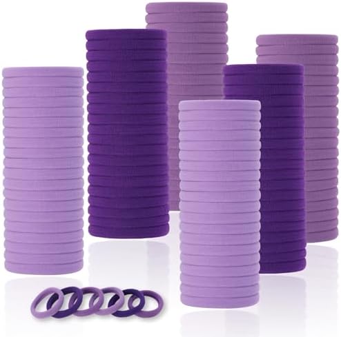 LuSeren 120 Pcs Purple Hair Ties for Women, No Damage Soft Seamless Nylon Hair Elastics for Thick Hair, Ponytail Holders, 3 Gradient Purple Hair Accessories by LuSeren
