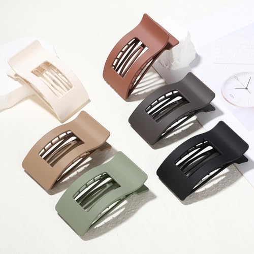 French Flat Hair Clips for Women 6pcs Hair Claw Clips for Thick or Thin Hair Matte Claw Clips for Girls Barrettes Non-Slip Strong Hold Hair Accessories for Women (Basic) - Image 5