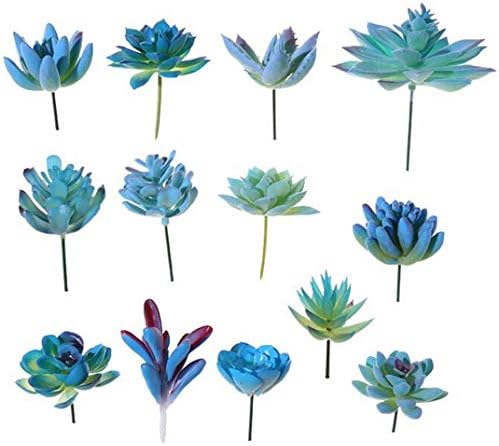 Artificial Blue Succulent Plants Plastic Fake Flower Arrangement for Home Garden Office Desk Decoration Pack of 10 - Image 6