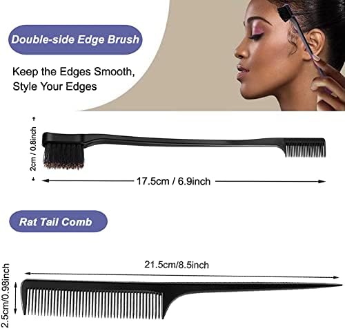 Elastic Bands Set for Wigs and Lace Frontals - 3 pieces with Rat Tail Comb, Edge Brush, Melting Band for Laying Edges and Keeping in Place - Image 6