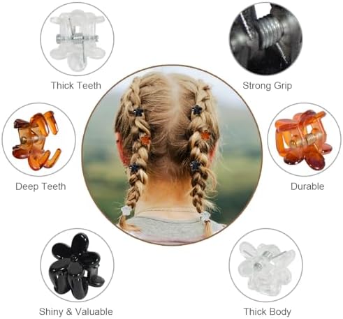 Mini Flower Hair Clip Flower Clips,Colorful Mini Hair Claw,for Women, Girls,Baby, Toddler Bangs Strong Grip Small Tiny Rainbow Hair Clips (100, Black, brown, white) - Image 2