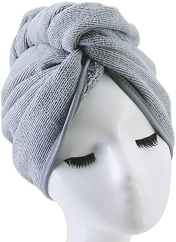 POLYTE Microfiber Hair Turban Wrap Drying Towel (12x28 Large, 2 Light Gray) - Image 2