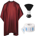 Professional Barber Cape with Neck Brush & Disposable Neck Paper, Wine Red by Unknown