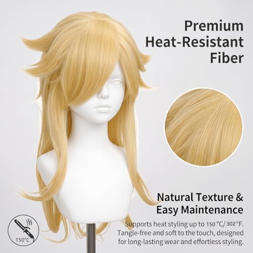 7 Pieces Girls Cosplay Wig Long Blonde Princess Costume Wig JZ046 - Image 3