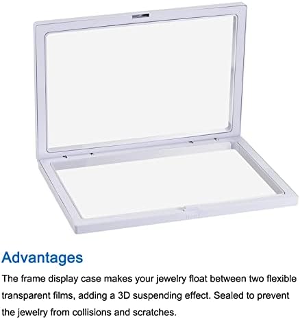 MECCANIXITY Floating Frame Display Holder Stand 3D Jewelry Display Box 7.09 x 7.09 x 0.79 inch White for Ring Necklace Bracelet Earring Pack of 2 - Image 4