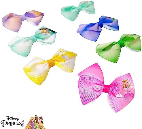 Disney Princess - Girls Hair Accessories Gift Set - Kids Hair Bows - 7 Pcs 4 Inch Bundle - Different Princess on Each Clip - Alligator Clip Ages 3+ - Image 3